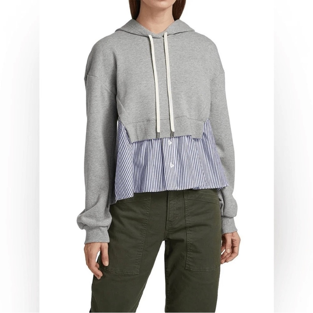 Veronica‎ Beard Hockley Striped Mixed Hooded Academia Sweatshirt Size S